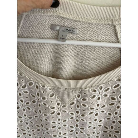 Dr Halogen Crewneck Pullover Sweater Beige Cream light Gray long sleeve Size sm - Picture 2 of 3